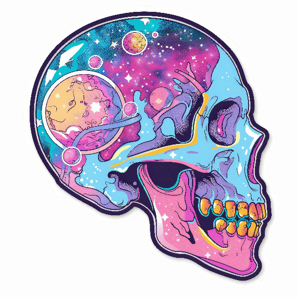 Psychedelic Space Skull Art