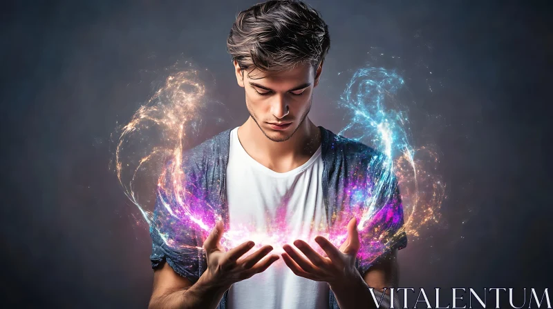 Man with Magical Energy AI Image