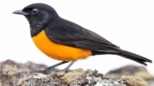 Black-Headed Bird with Orange Plumage