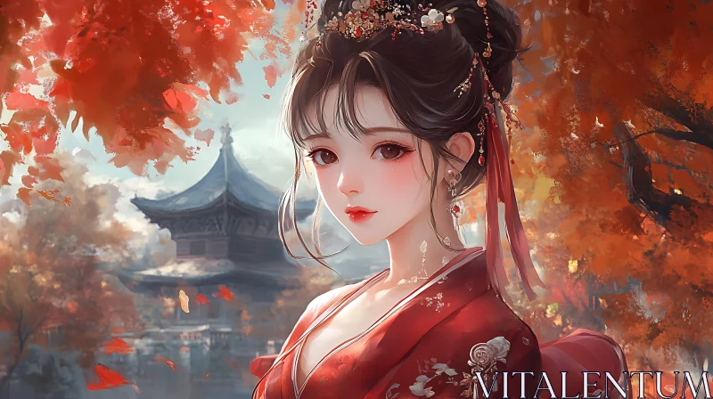 Portrait of Serenity in Autumn AI Image