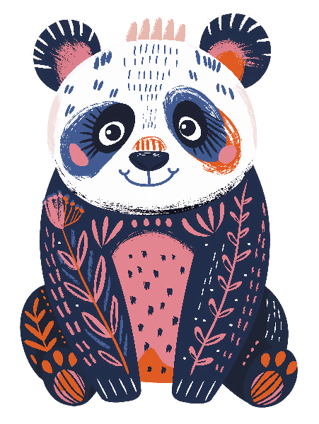 POD Design Whimsical Panda Illustration for Apparel