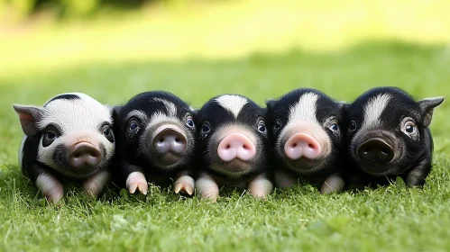 Cute Baby Piglets on Grass