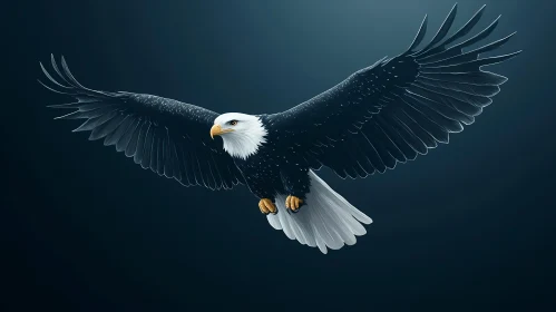 Soaring Bald Eagle Illustration