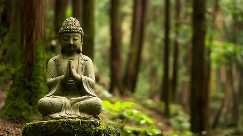 Meditative Buddha in Green Forest