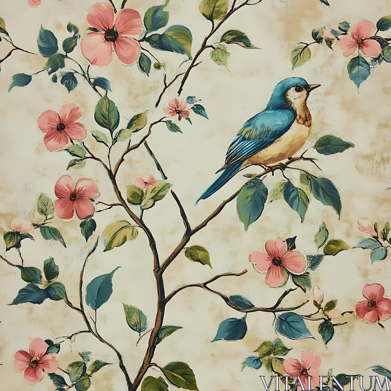 Floral Bird Serenity AI Image