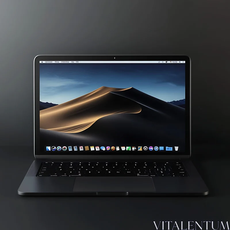 Sleek Laptop with Illuminated Keyboard and Desert Wallpaper AI Image