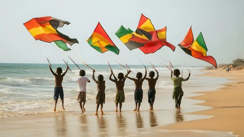 Kids With Kites at the Beach