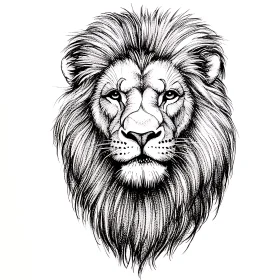 Lion Head Monochrome Art