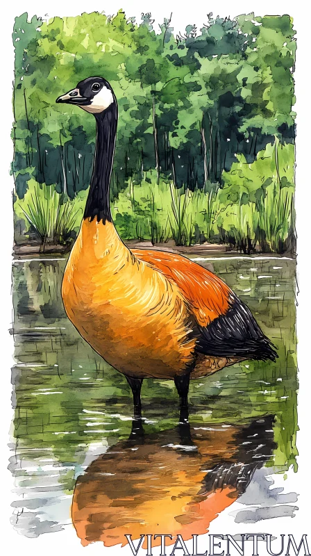 AI ART Serene Goose by the Water