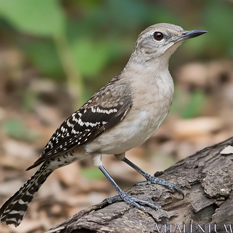 Speckled Bird Portrait on Wood AI Image