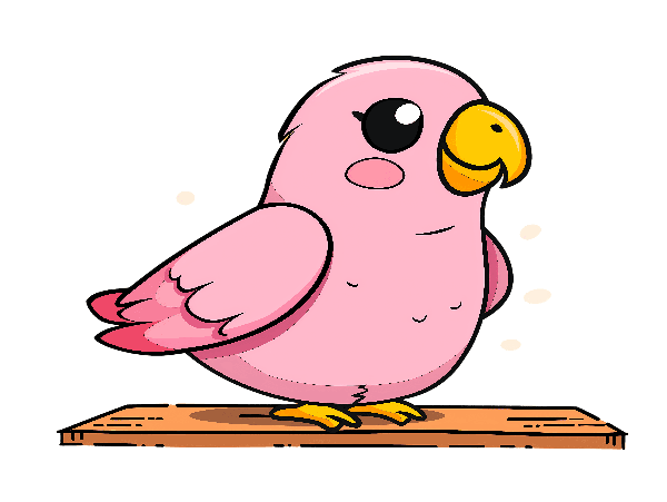 Cute Pink Parrot Cartoon Graphic POD Design