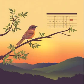 Sunset Serenade: A Bird's Peaceful Perch