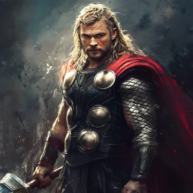 Heroic Warrior with Hammer Digital Painting