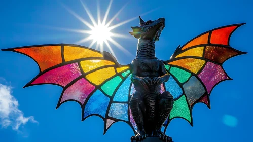 Colorful Dragon Statue Soaring in the Sky