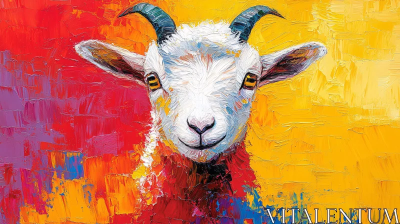 Expressive Goat Art in Vibrant Colors AI Image