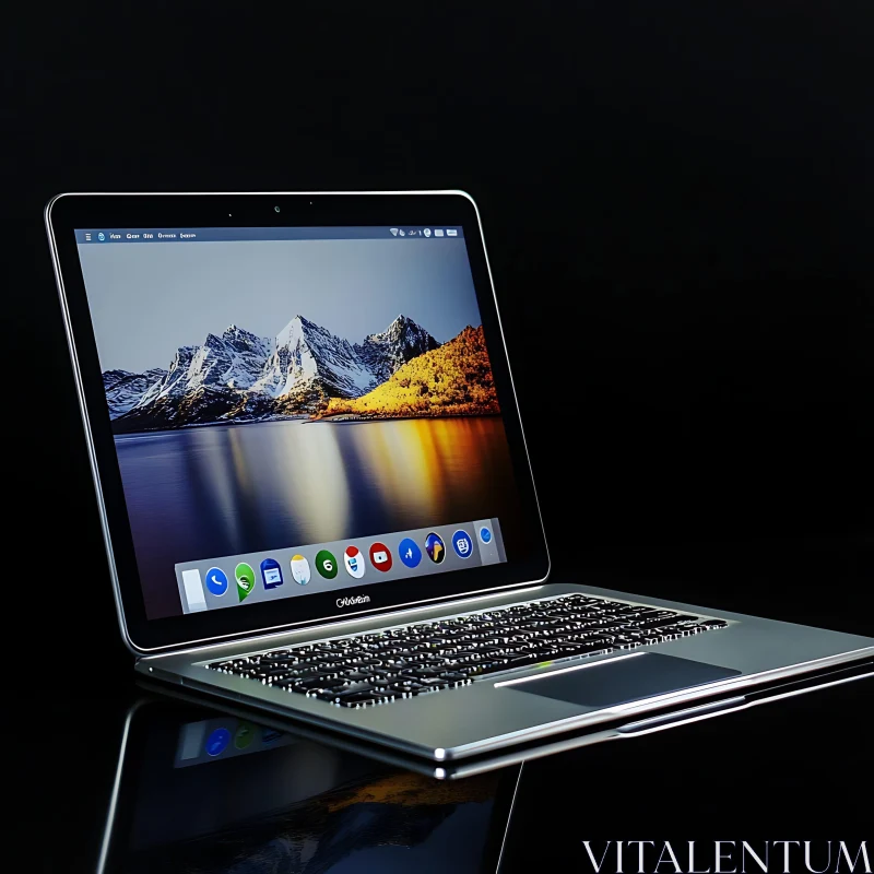 Elegant Laptop with Backlit Keyboard AI Image