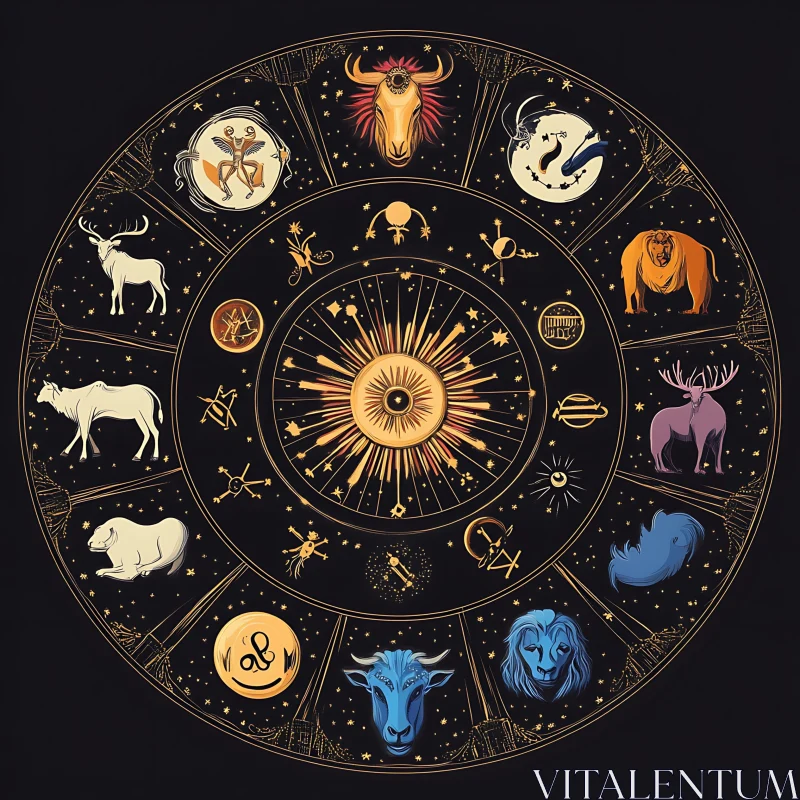 AI ART Celestial Zodiac Wheel Artistic Rendition