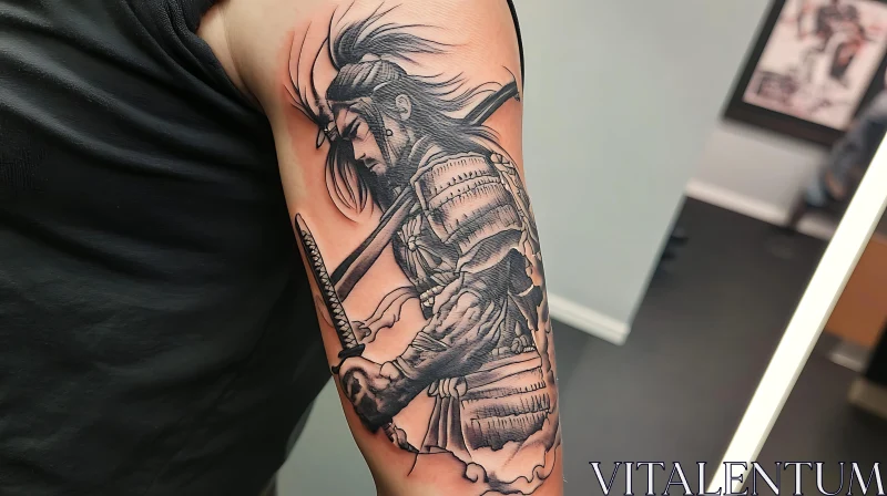 AI ART Arm Tattoo: Samurai with Swords