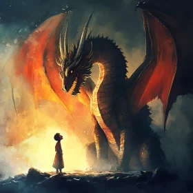 Child and Dragon: A Moment of Wonder