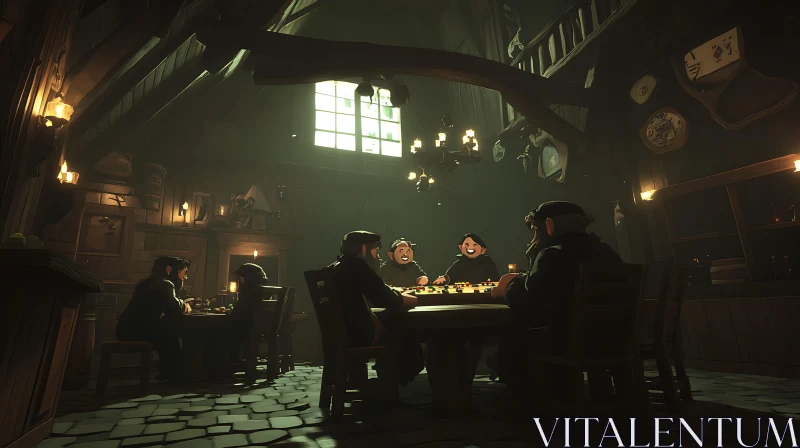 Cozy Tavern Gathering AI Image