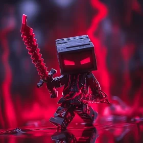Red-Eyed Robot with Sword