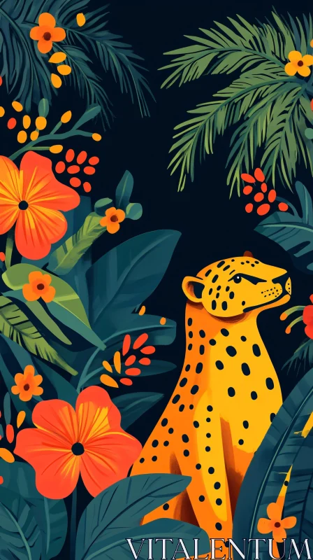 Vivid Jungle Leopard in Nature AI Image