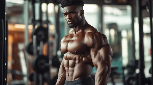 Muscular Man in Fitness Center