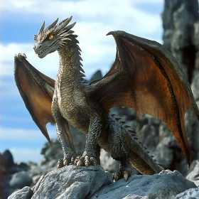 Fantasy Dragon on Stone Ledge