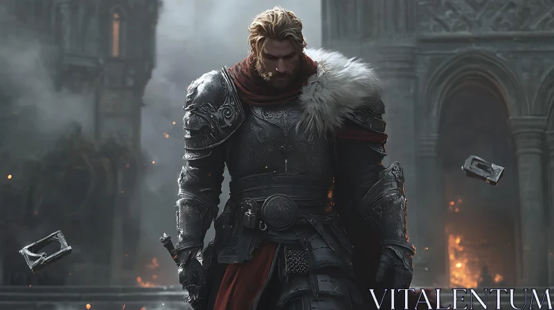 Medieval Knight in Battle Armor AI Image