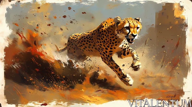 Wildlife Art of Cheetah in Action AI Image