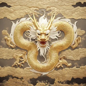 Mythical Golden Dragon Illustration