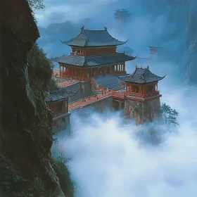 Asian Temple above the Clouds