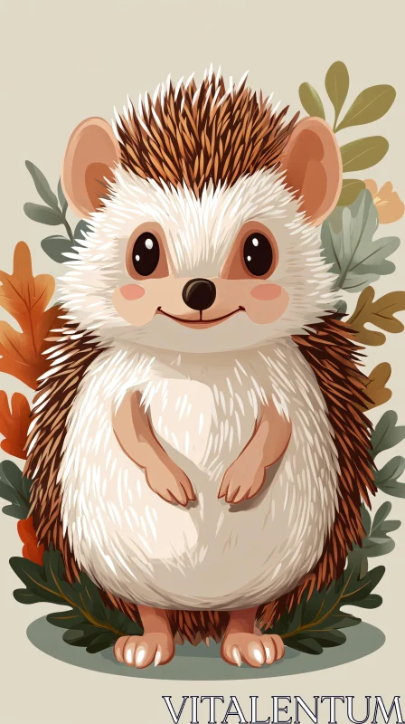 Cartoon Hedgehog Illustration AI Image