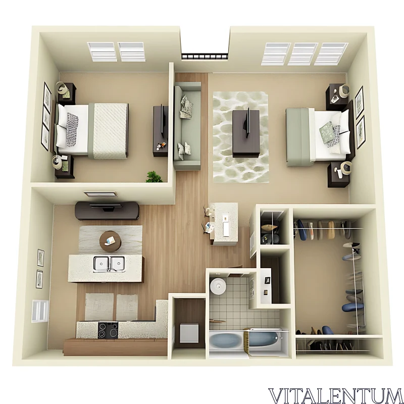 Architectural Rendering of Apartment Interior Design AI Image