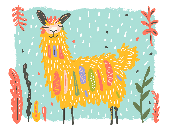 Playful Colorful Llama Illustration for T-Shirt Design POD Design