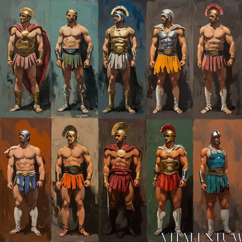 AI ART Grid of Stylized Male Warriors