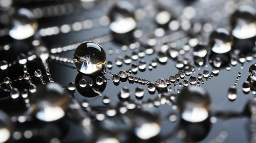 Captivating Macro Photography: Dew Drops on a Black Surface