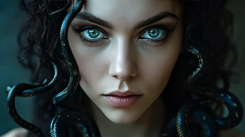 Captivating Portrait of a Woman with a Snake
