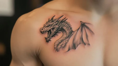 Chest Tattoo of a Dragon