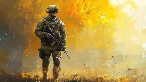 Military Figure in Warm Hues