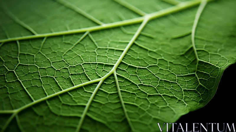 Detailed Macro Photography of a Leaf in Natural Light AI Image