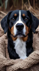 Warm Canine Portrait with Blanket