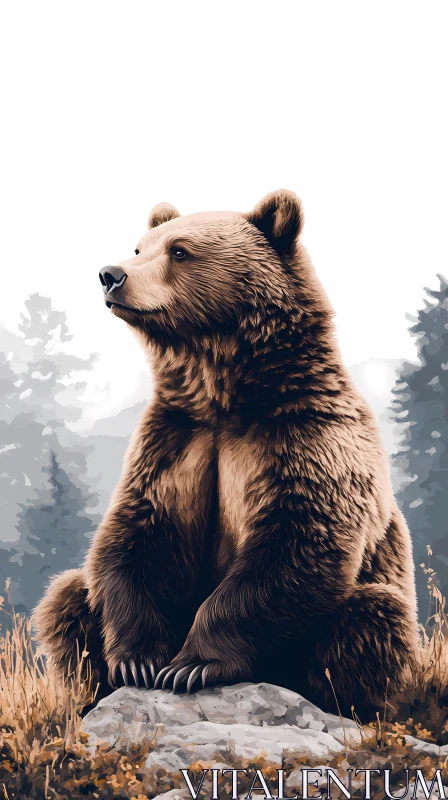 AI ART Forest-Dwelling Brown Bear