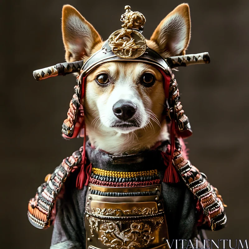 AI ART Canine Samurai: A Portrait of Courage