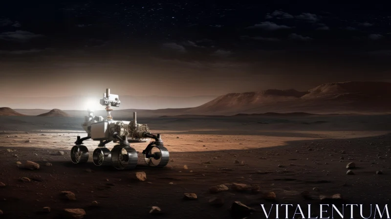 Exploring Mars: A Martian Rover Unveils a Mysterious Light AI Image