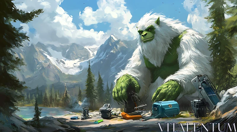 Abominable Snowman in the Mountains AI Image