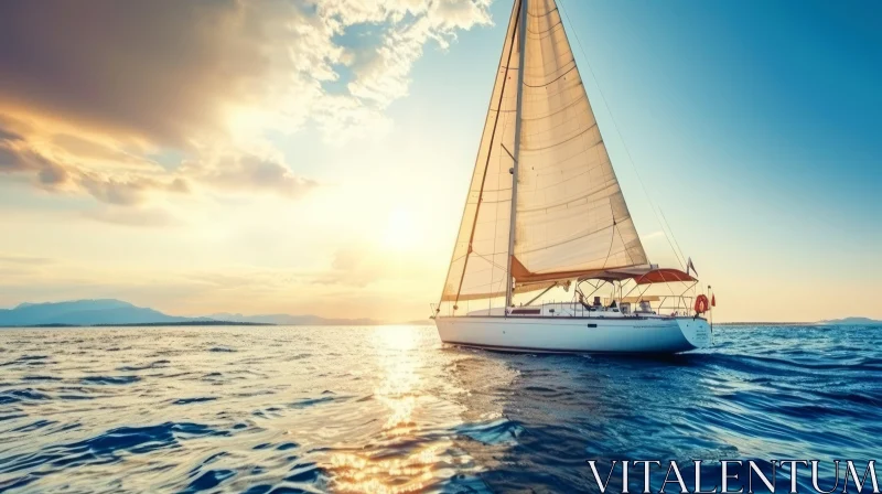 Sailboat at Sunset: A Luxurious and Romantic Masterpiece AI Image
