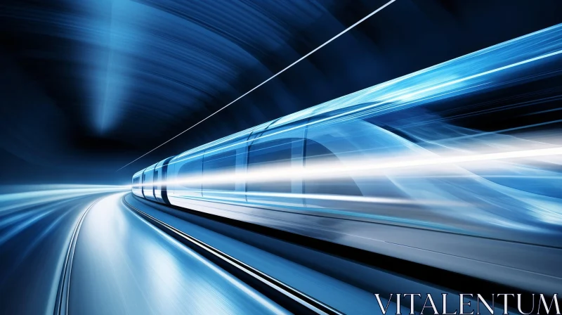 Speeding Train in Tunnel: Futuristic Architecture Artwork AI Image