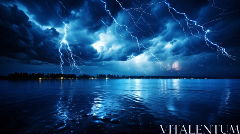 Thunder and Lightning over Water: A Mystic Symbolism AI Image
