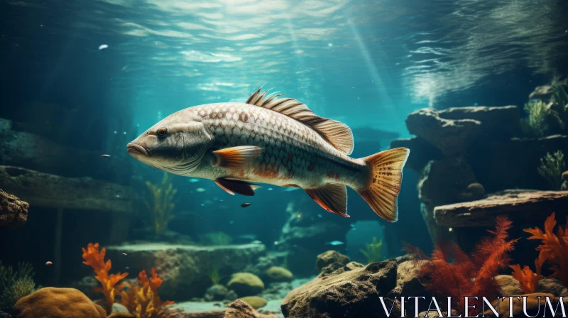 Tranquil Fish Swimming in a Serene Aquarium AI Image